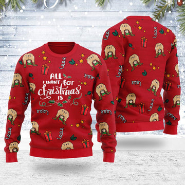 YMskins Ugly Christmas Sweater All I Want For Christmas Is You Elf Butt 3D Apparel