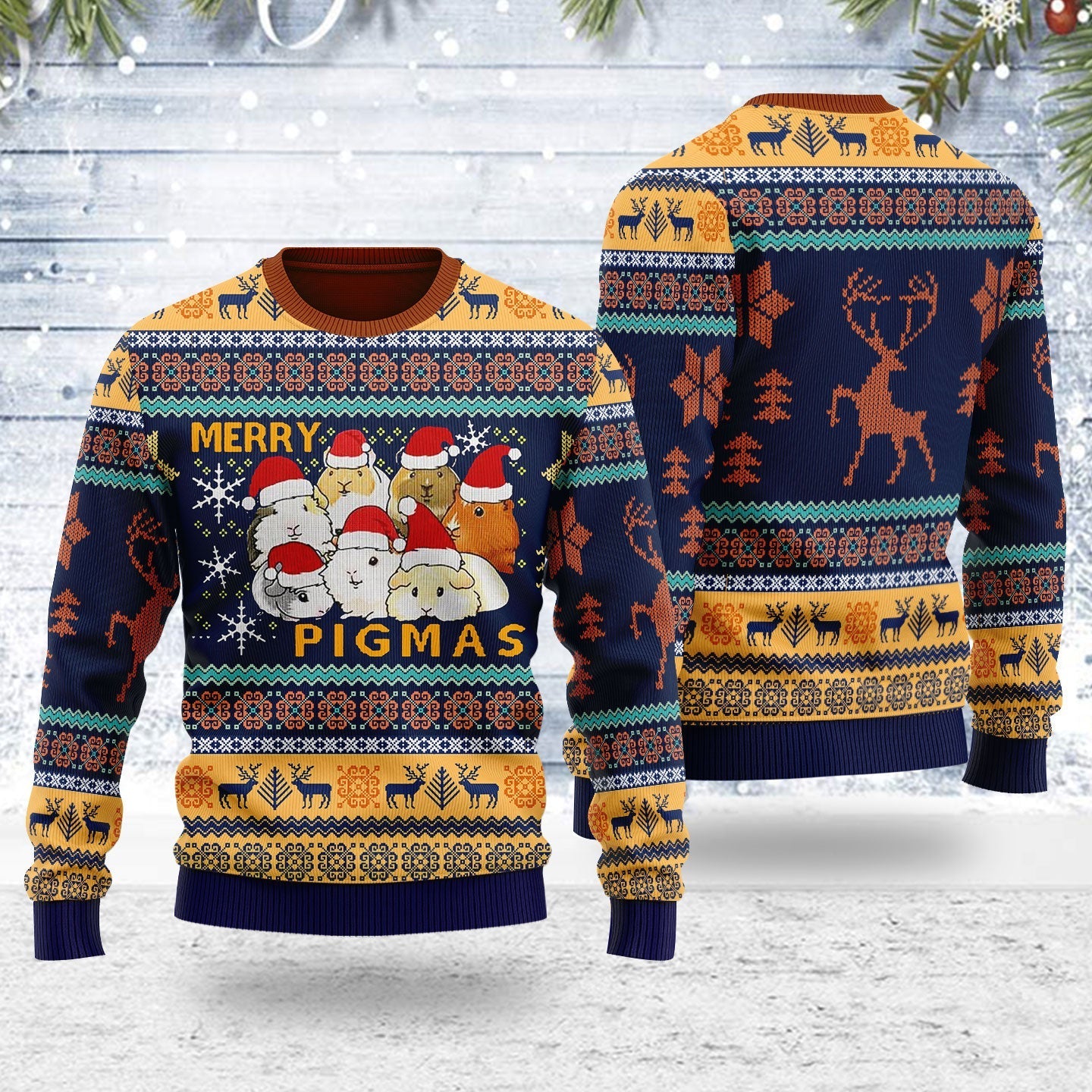 YMskins Ugly Christmas Sweater Merry Pigmas 3D Apparel