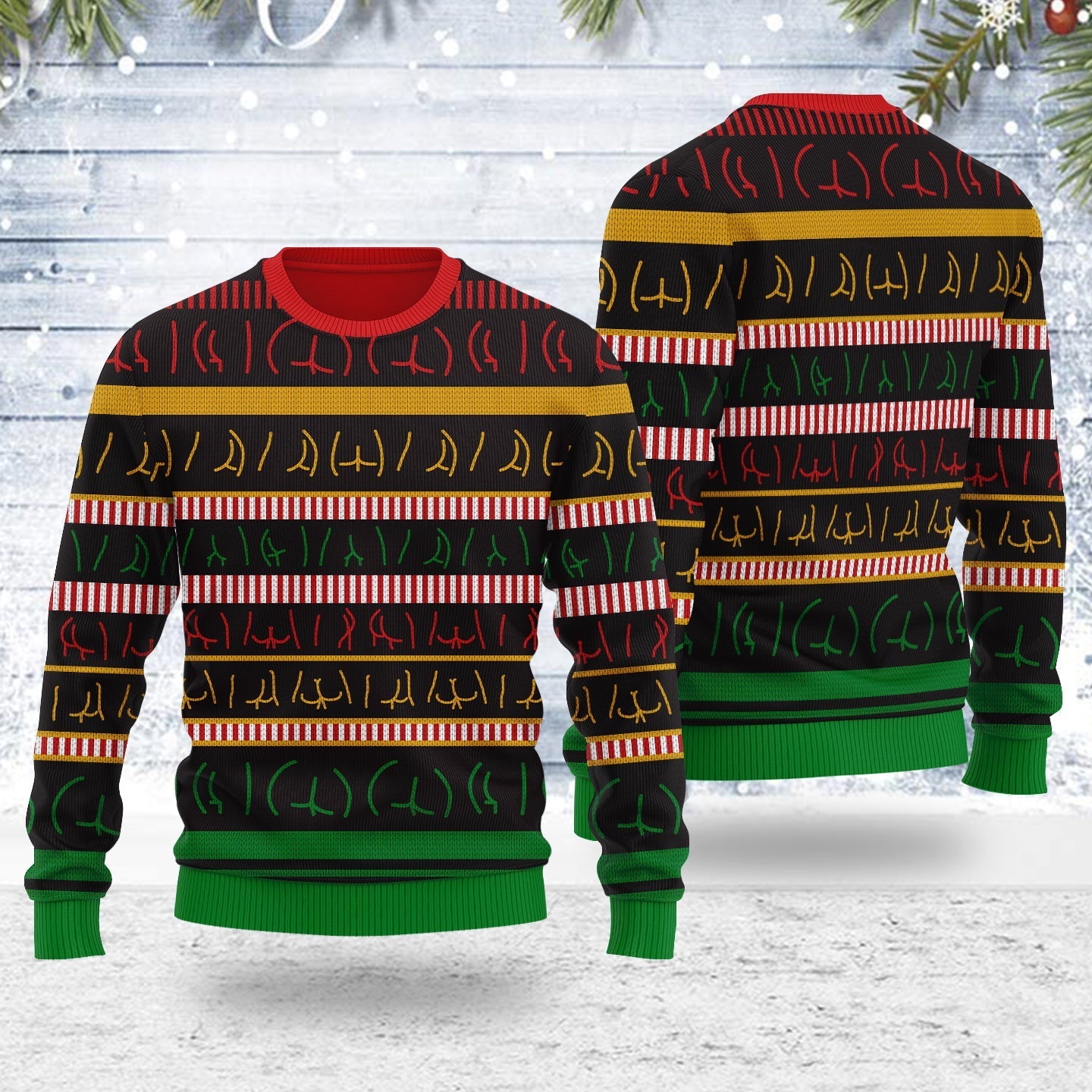 YMskins Ugly Christmas Sweater Butts Wall 3D Apparel
