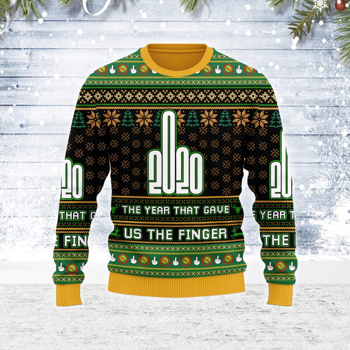 YMskins Ugly Christmas Sweater 2020 The Year That Gave Us The Finger 3D Apparel