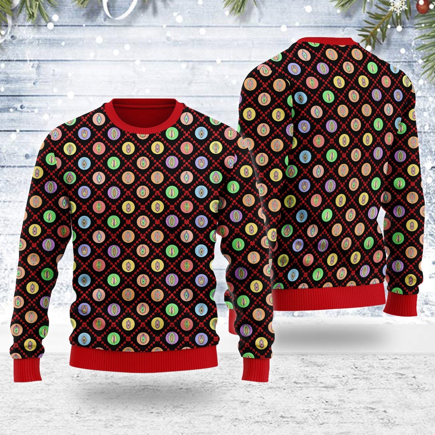 YMskins Ugly Christmas Sweater Vagina 3D Apparel
