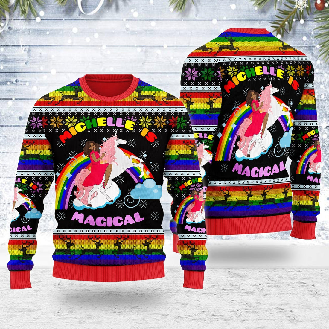 YMskins Ugly Christmas Sweater Michelle Is Magical 3D Apparel