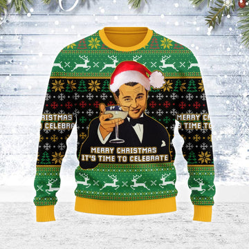YMskins Ugly Christmas Sweater Merry Christmas It's Time To Celebrate 3D Apparel