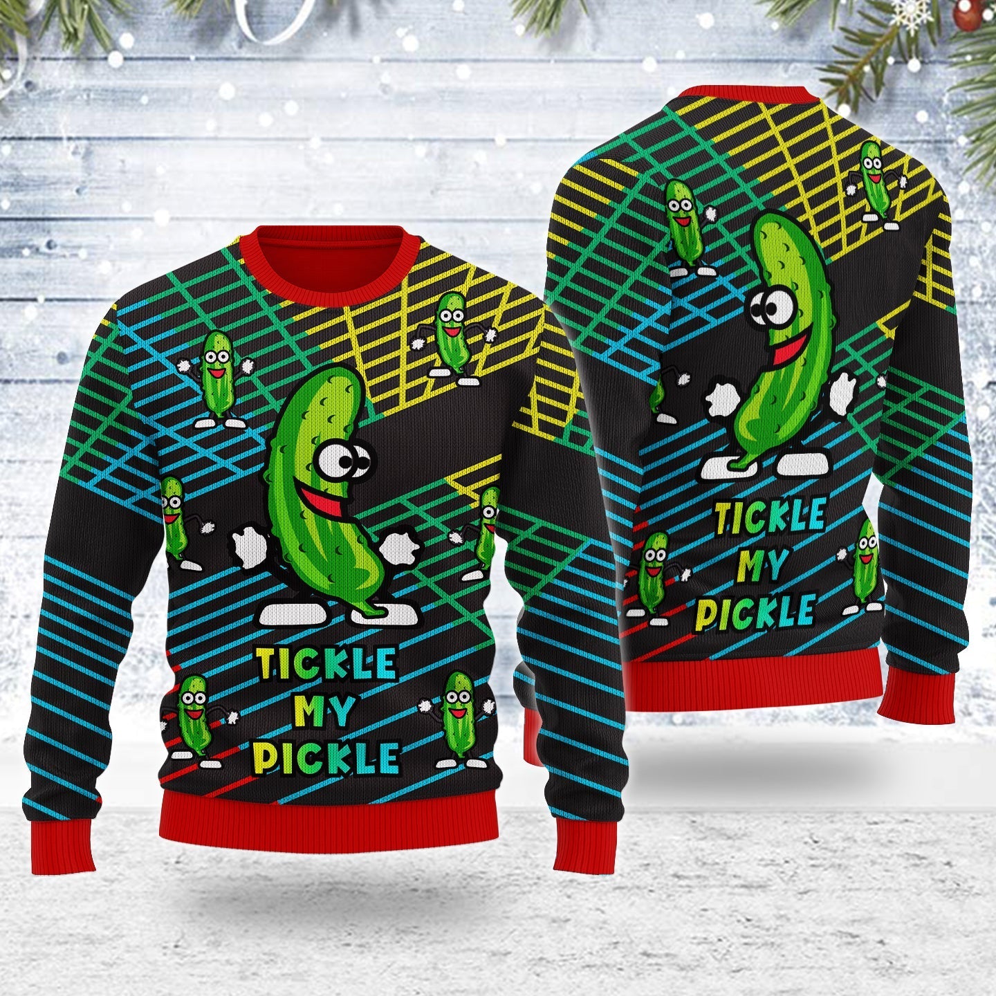 YMskins Ugly Christmas Sweater Tickle My Pickle 3D Apparel