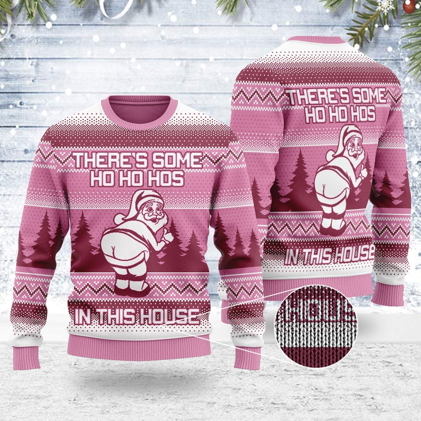 YMskins Ugly Christmas Sweater There's Some Hos In This House 3D Apparel