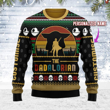 YMskins Ugly Christmas Sweater Dadalorian Custom Name 3D Apparel