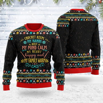 YMskins Ugly Christmas Sweater Crochet Keep My Hand Busy 3D Apparel