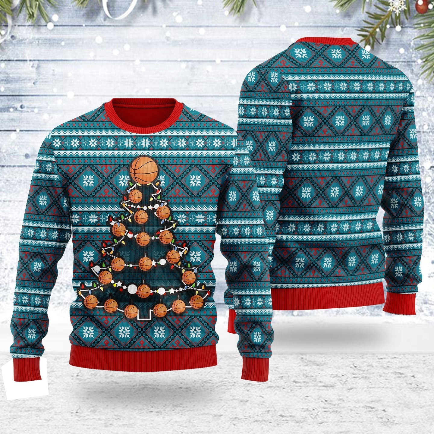 YMskins Ugly Christmas Sweater Basketball Christmas Tree 3D Apparel