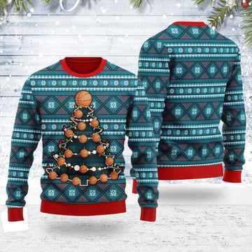 YMskins Ugly Christmas Sweater Basketball Christmas Tree 3D Apparel