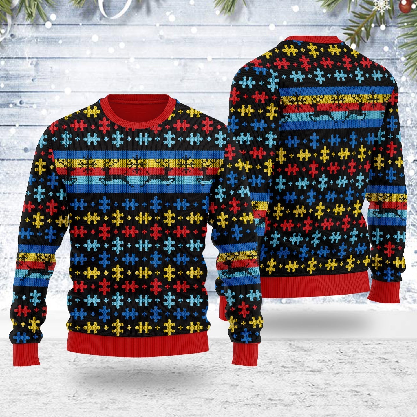 YMskins Ugly Christmas Sweater Autsim 3D Apparel