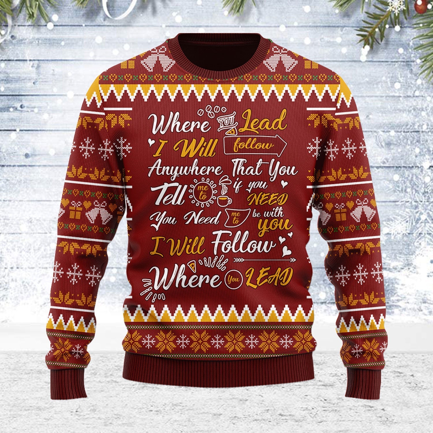 YMskins Ugly Christmas Sweater Gilmore Girls Theme Song Where You Lead I Will Follow 3D Apparel