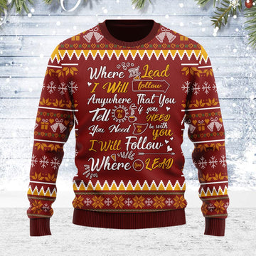 YMskins Ugly Christmas Sweater Gilmore Girls Theme Song Where You Lead I Will Follow 3D Apparel