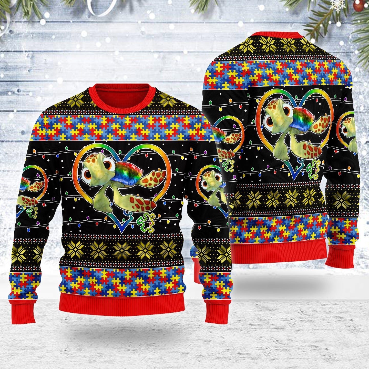 YMskins Ugly Christmas Sweater Autism Be You The World Will Aujust 3D Apparel