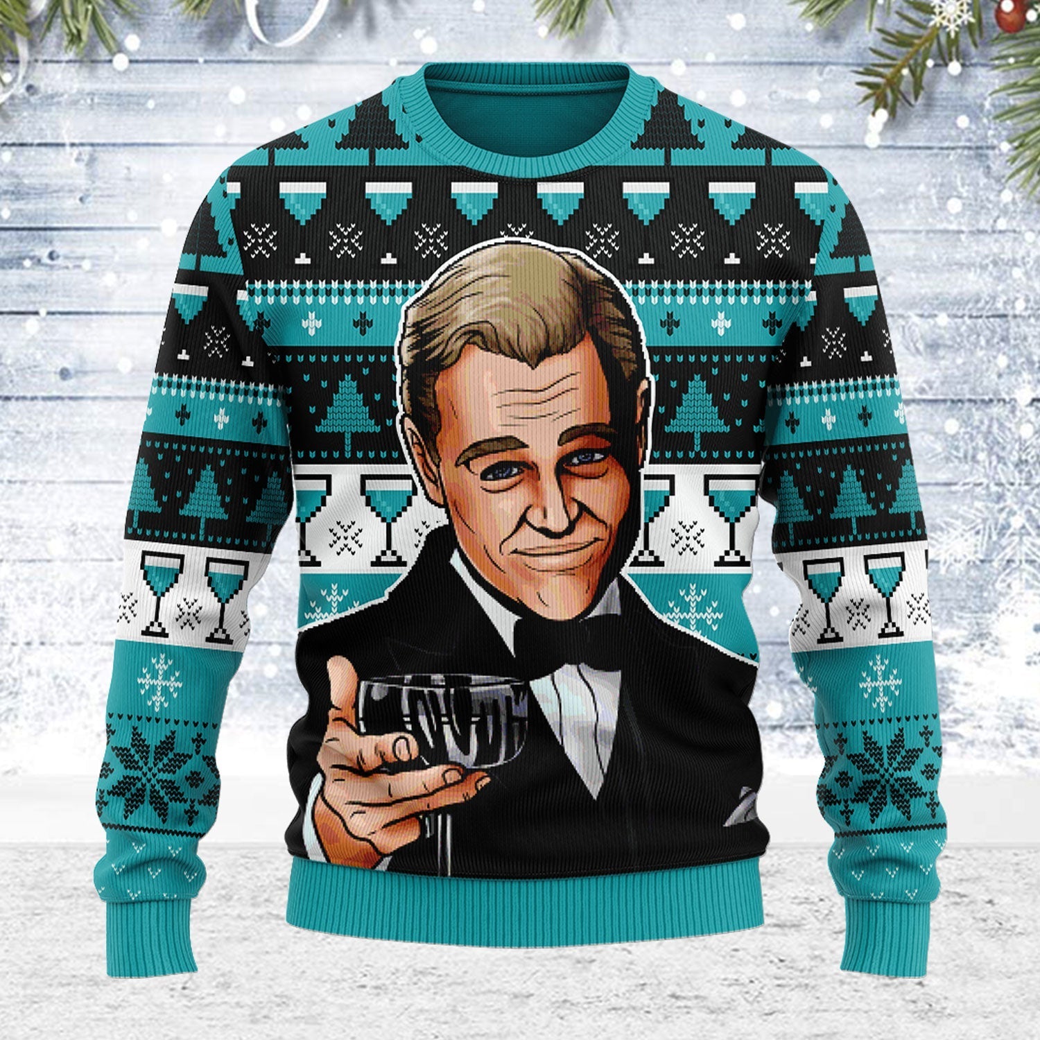YMskins Ugly Christmas Sweater  Leo Wine Glass Meme 3D Apparel