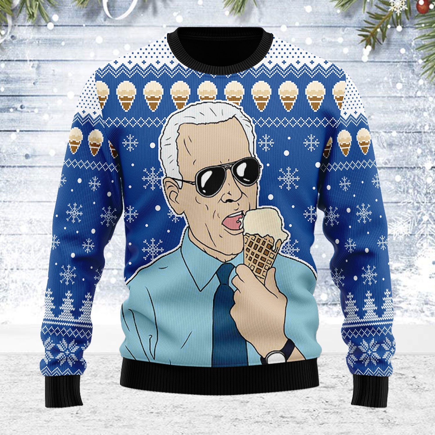YMskins Ugly Christmas Sweater Joe I Love Ice Cream 3D Apparel