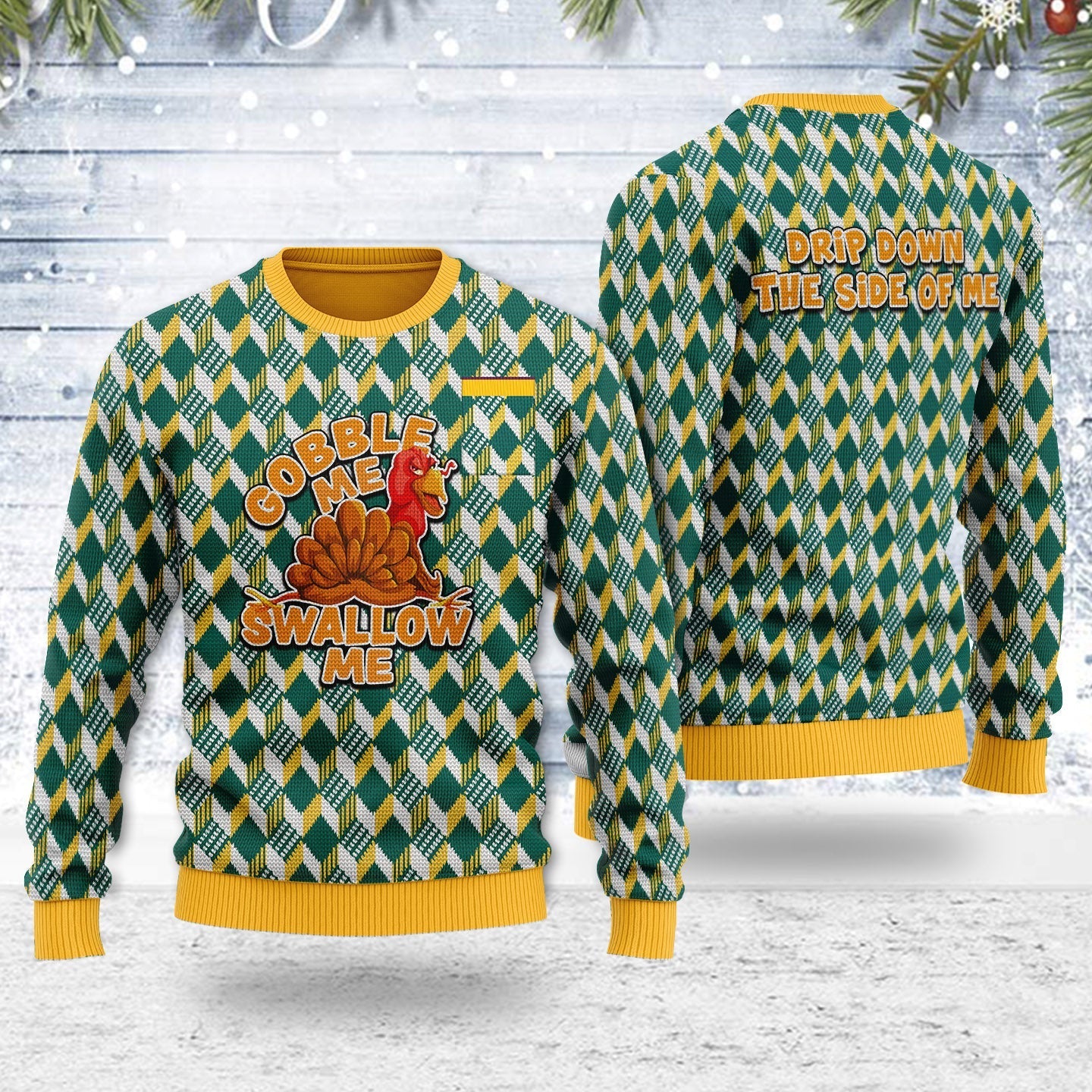 YMskins Ugly Christmas Sweater Gobble Me Swallow Me 3D Apparel