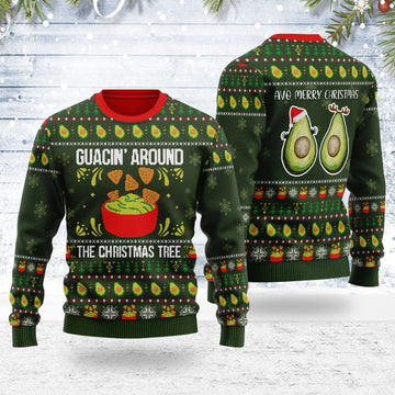YMskins Ugly Christmas Sweater Guacin Around The Christmas Tree 3D Apparel