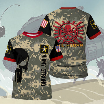 YMskins T-shirt US Army Signal Corps Marvel Hail Hydra Army Propaganda Graphic Army 3D Apparel