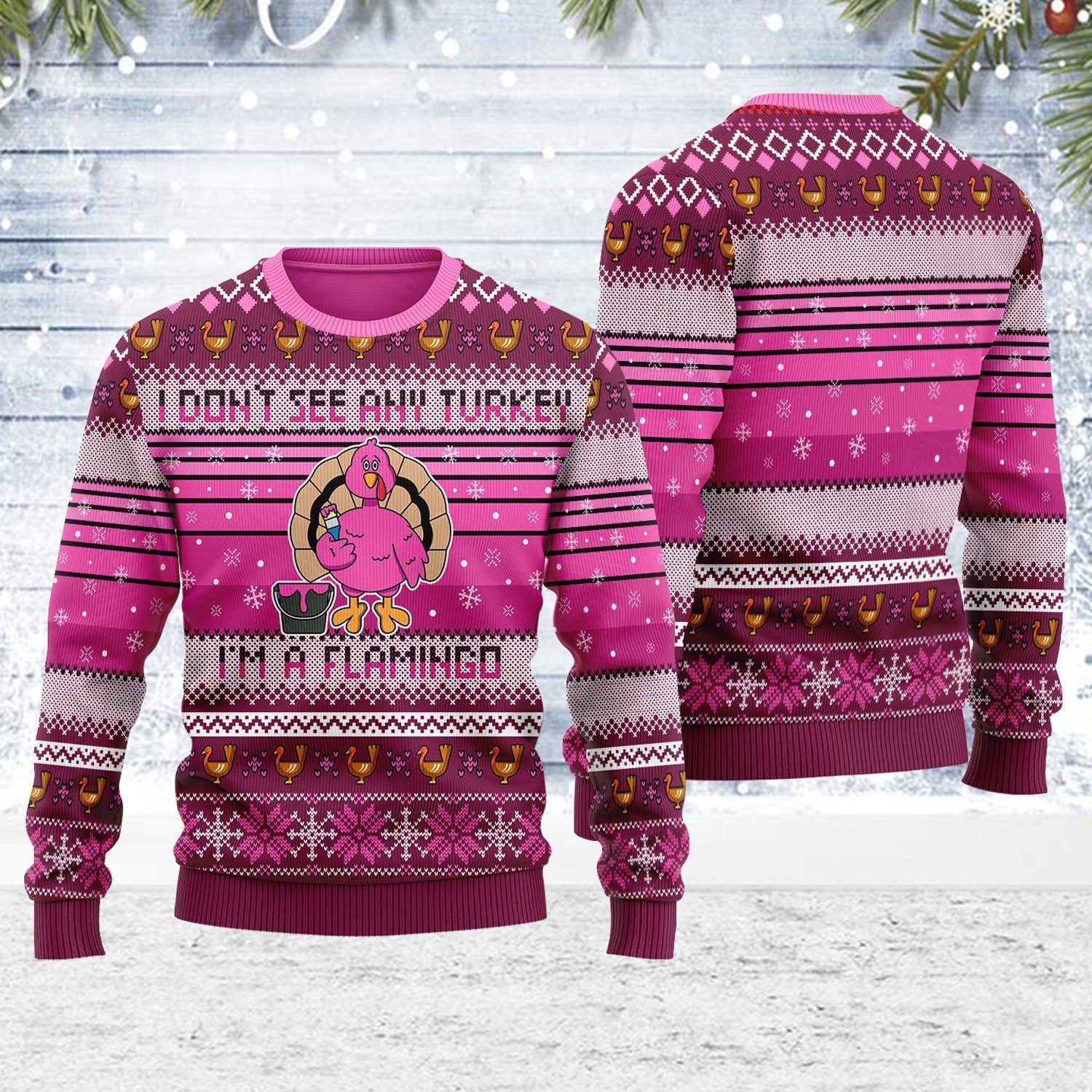 YMskins Ugly Christmas Sweater I'm A Flamingo 3D Apparel