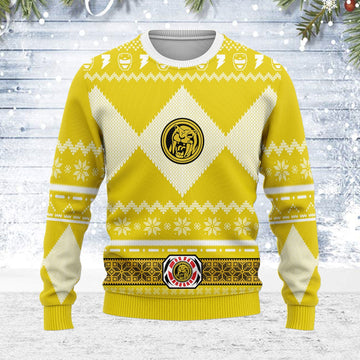 YMskins Ugly Christmas Sweater Yellow Power Ranger 3D Apparel