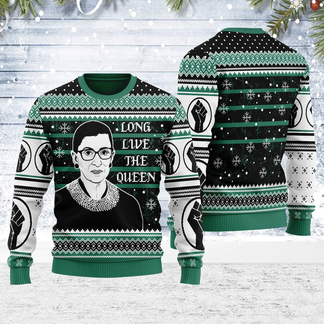 YMskins Ugly Christmas Sweater Long Live The Queen BLM 3D Apparel