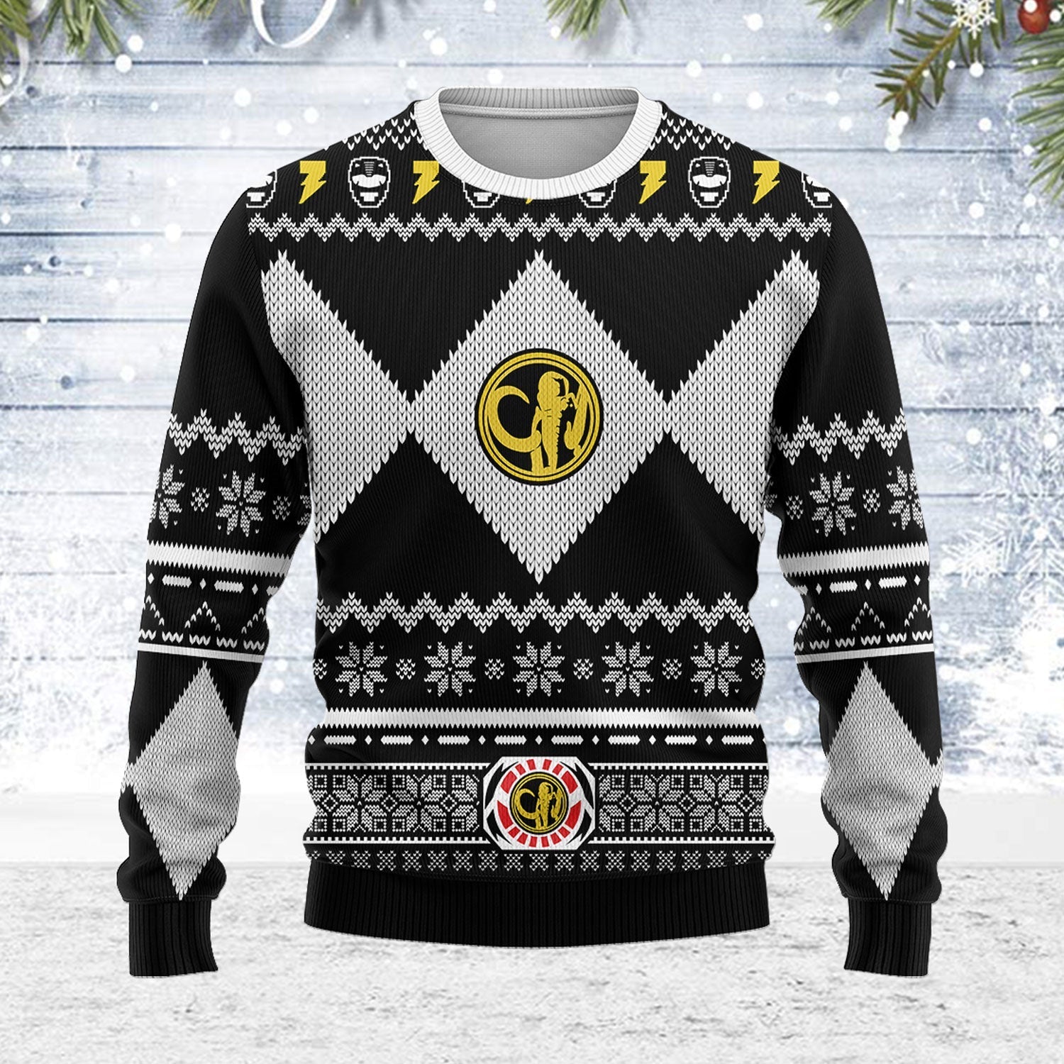 YMskins Ugly Christmas Sweater Black Power Ranger 3D Apparel