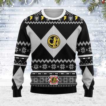 YMskins Ugly Christmas Sweater Black Power Ranger 3D Apparel