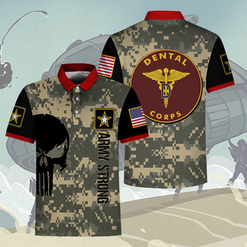 YMskins Polo Shirt US Army Uniform Army Dental Corps 3D Apparel