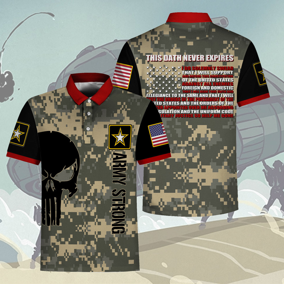 YMskins Polo Shirt US Army This Dath Never Expires 3D Apparel
