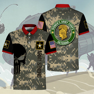 YMskins Polo Shirt US Army Womens Army Corps Veteran 3D Apparel