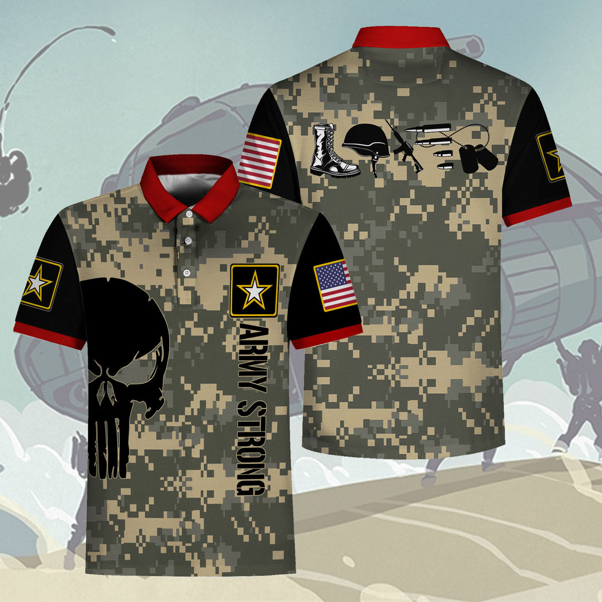 YMskins Polo Shirt US Army Moments Love Army Veteran 3D Apparel