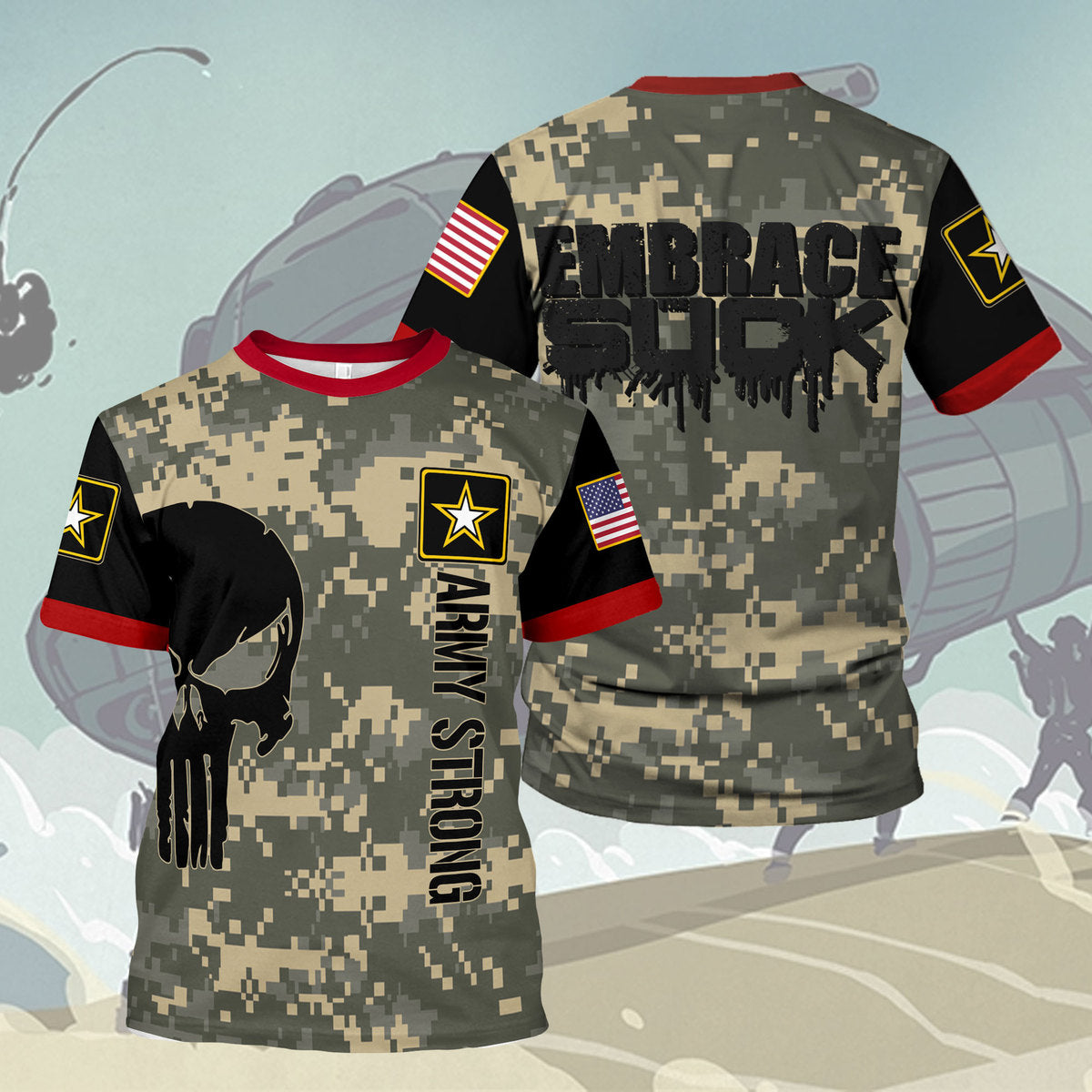 YMskins T-shirt US Army Embrace The Suck Army Camp 3D Apparel
