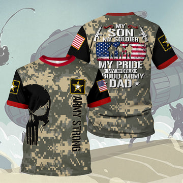 YMskins T-shirt US Army Soldiers Creed Proud Army Dad My Son My Soldier Hero 3D Apparel