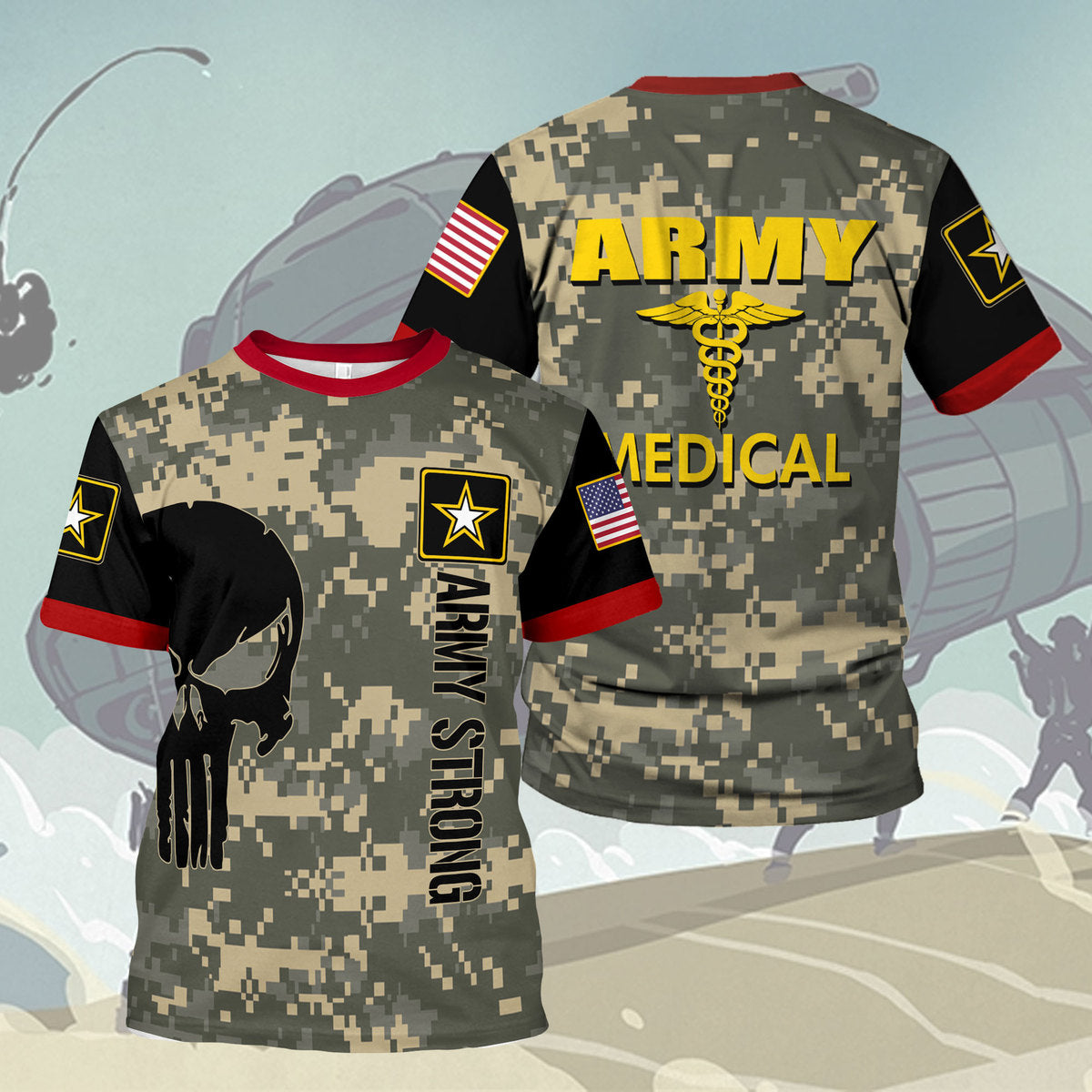 YMskins T-shirt US Navy Master At Arms Army Medic Soldier Military 3D Apparel