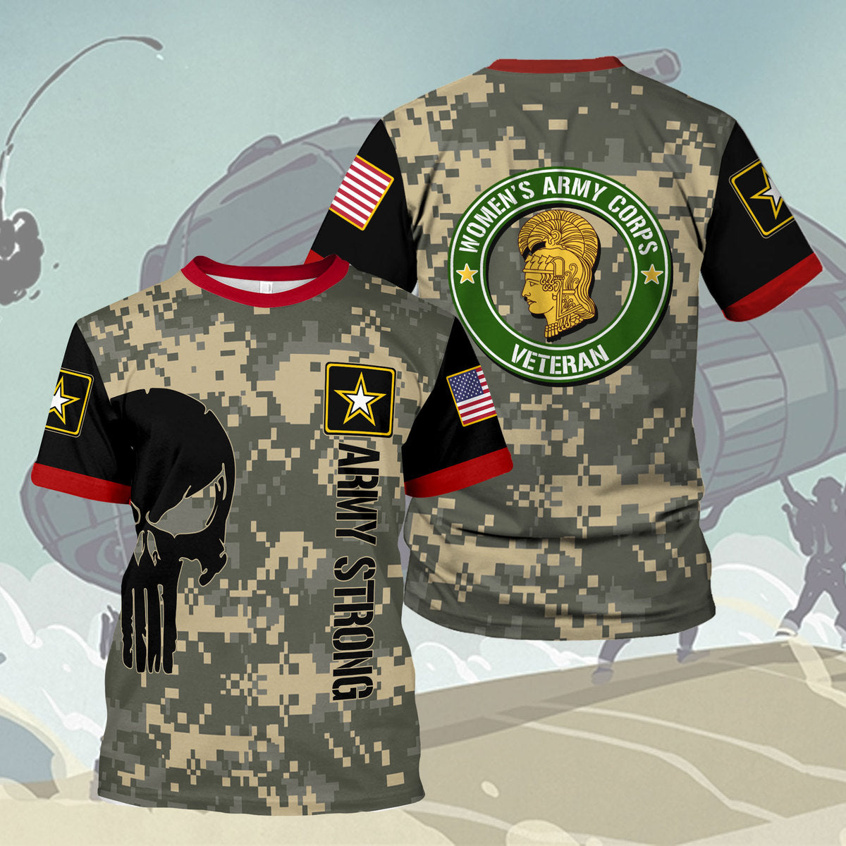 YMskins T-shirt US Army Womens Army Corps Veteran 3D Apparel