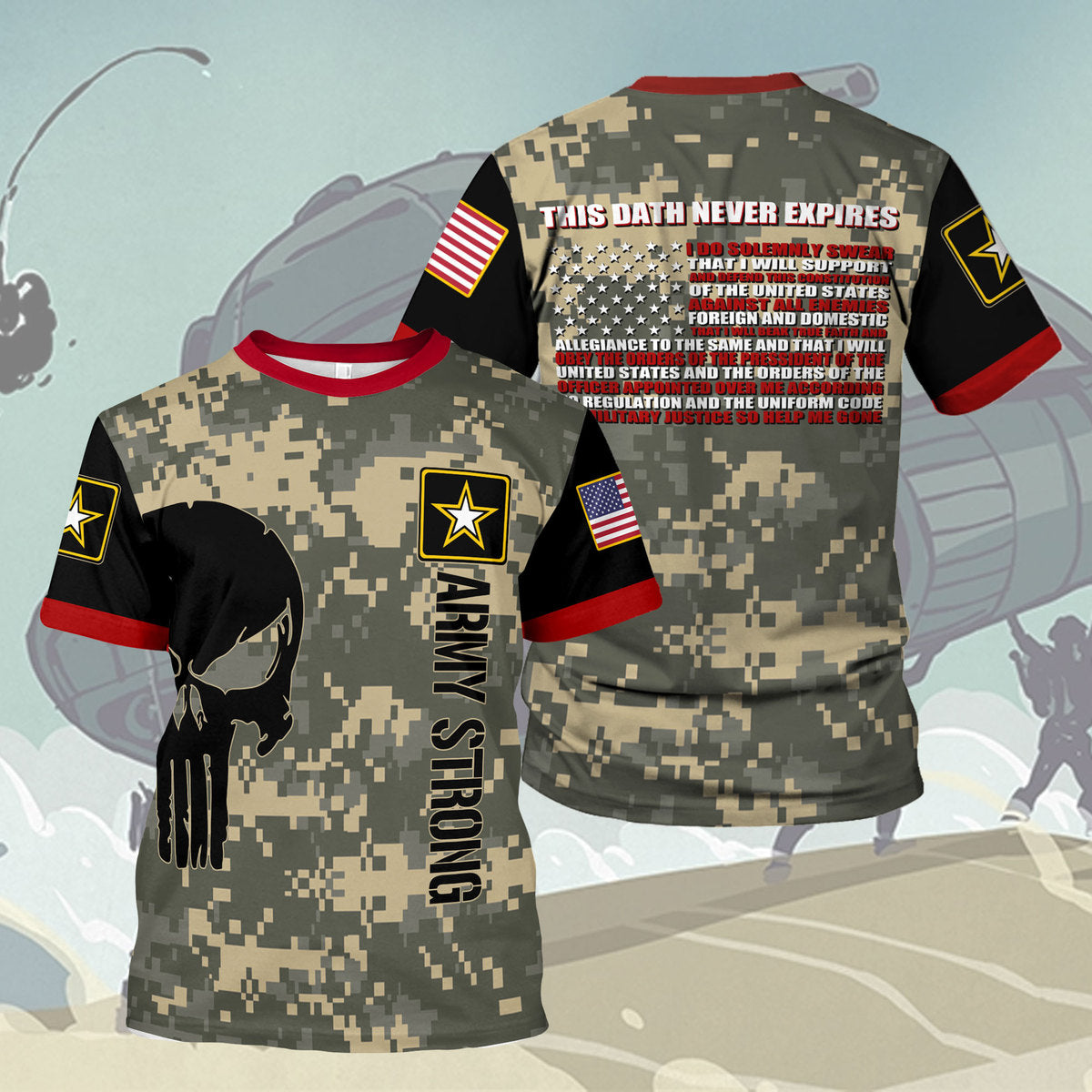 YMskins T-shirt US Army This Dath Never Expires Army Veteran 3D Apparel