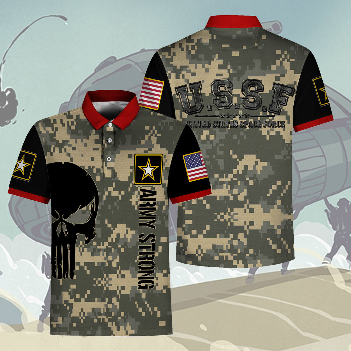 YMskins Polo Shirt USSF United States Space Force 3D Apparel