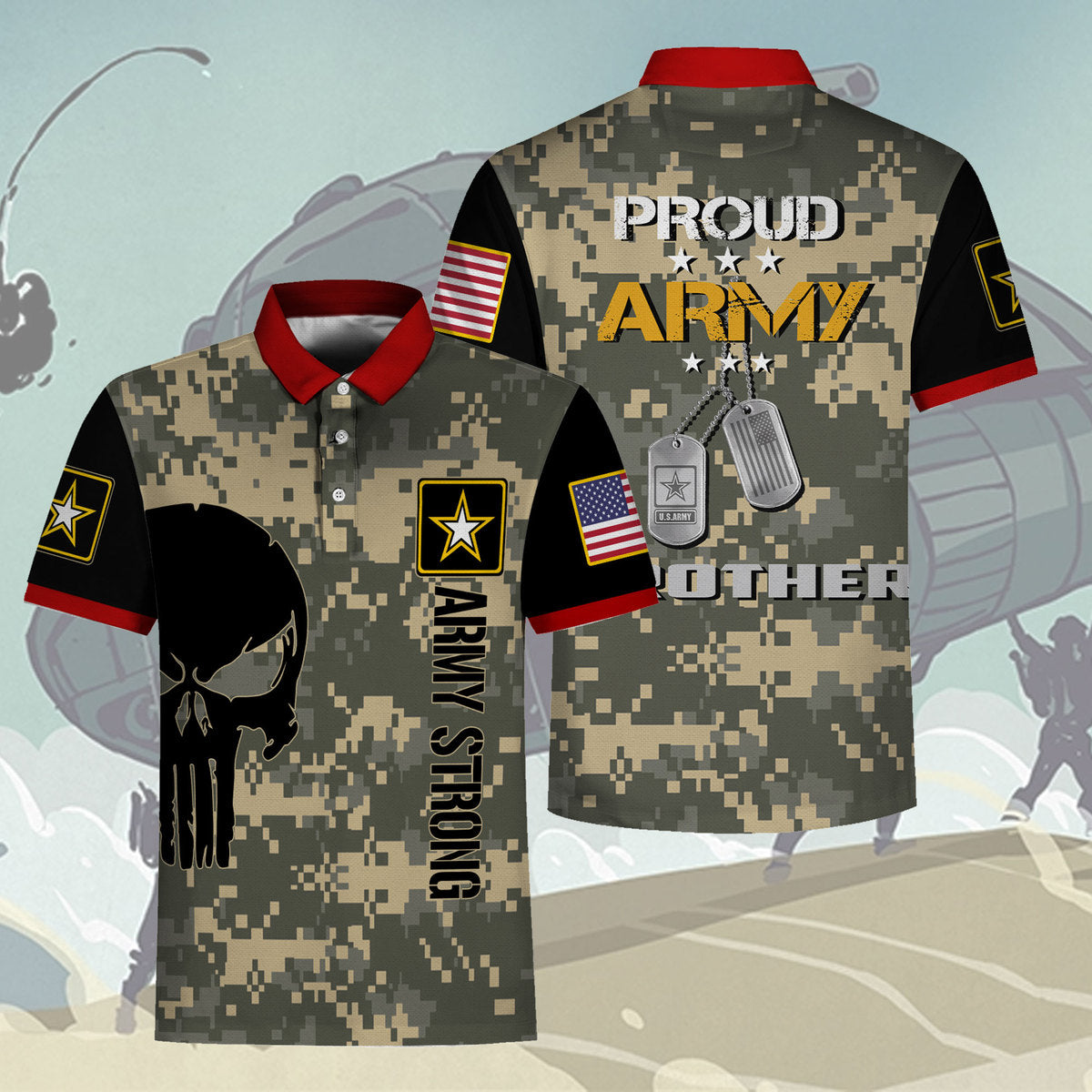 YMskins Polo Shirt US Army Proud Army Brother 3D Apparel