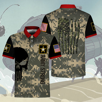 YMskins Polo Shirt US Army What Is A Click In The Army USA Camouflage Flag Classic Army 3D Apparel