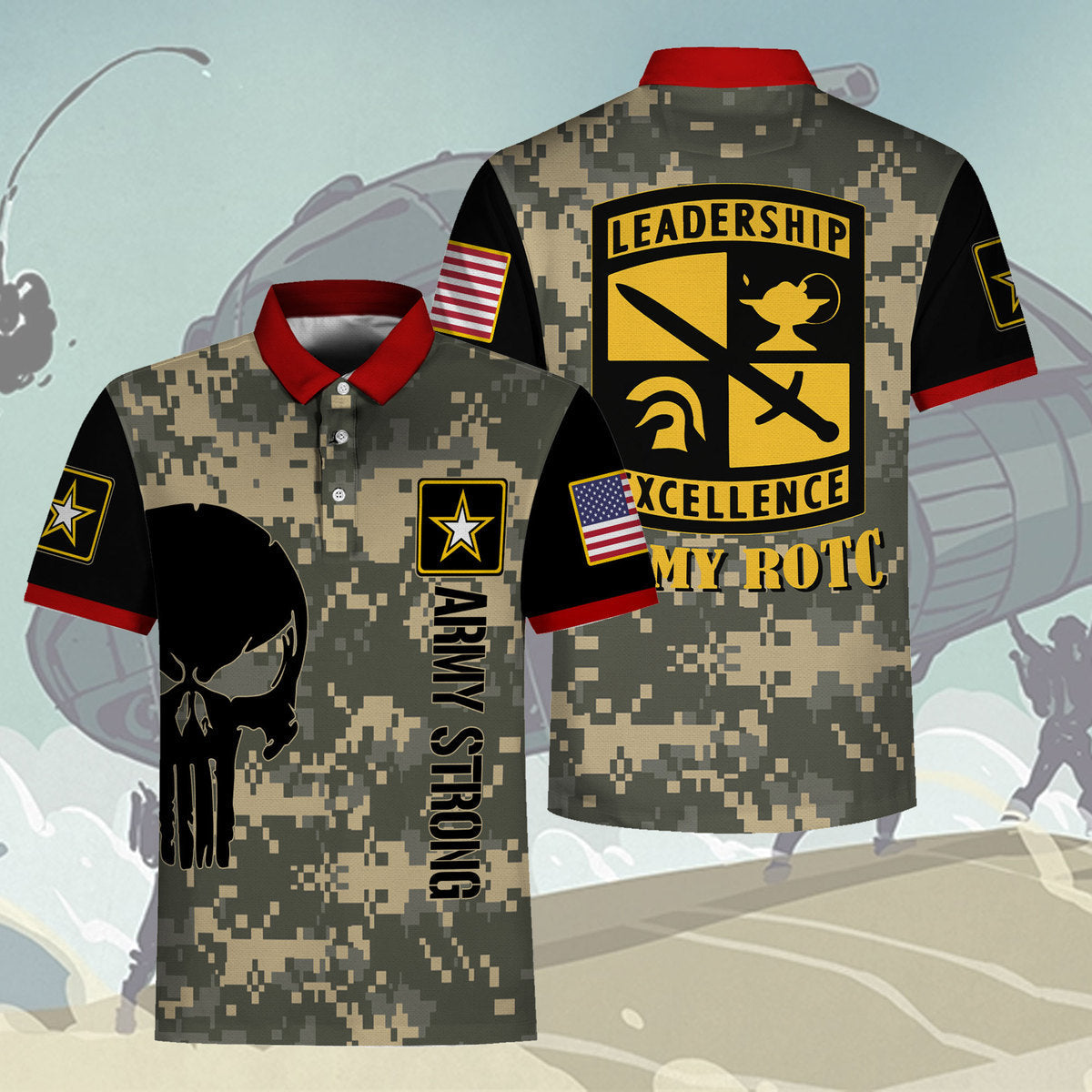 YMskins Polo Shirt US Army Leadership Excellence Army Rotc 3D Apparel