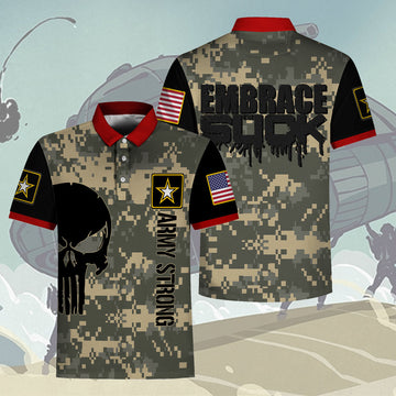 YMskins Polo Shirt US Army Embrace The Suck 3D Apparel