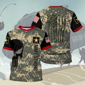 YMskins T-shirt US Army What Is A Click In The Army USA Camouflage Flag Classic Army 3D Apparel