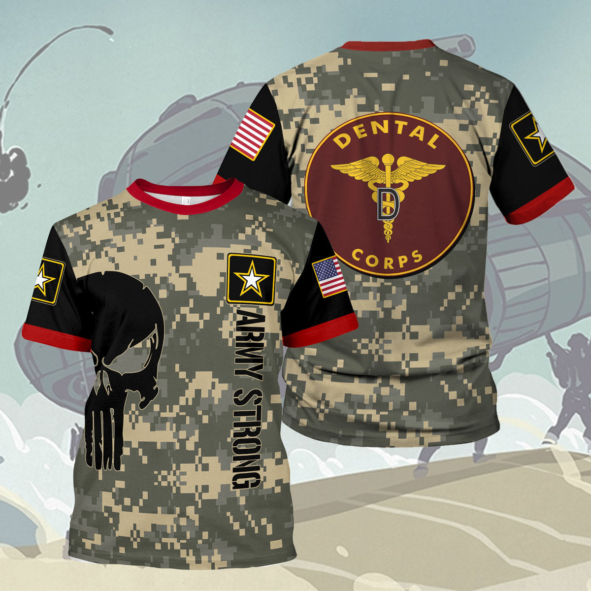 YMskins T-shirt US Army Uniform Army Dental Corps WW2 3D Apparel