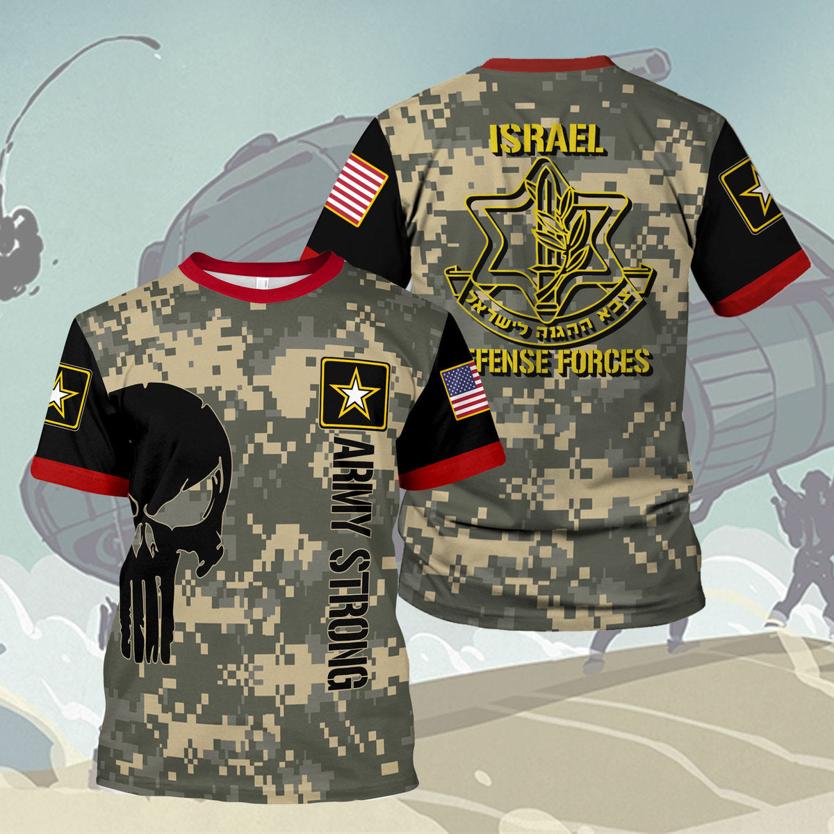 YMskins T-shirt US Army Israel Defense Forces 3D Apparel