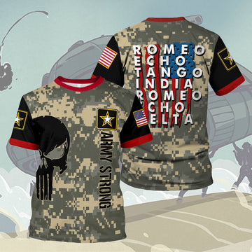 YMskins T-shirt US Army What Is A Click In The Army Us Army Retired Phonetic Military Alphabet 3D Apparel