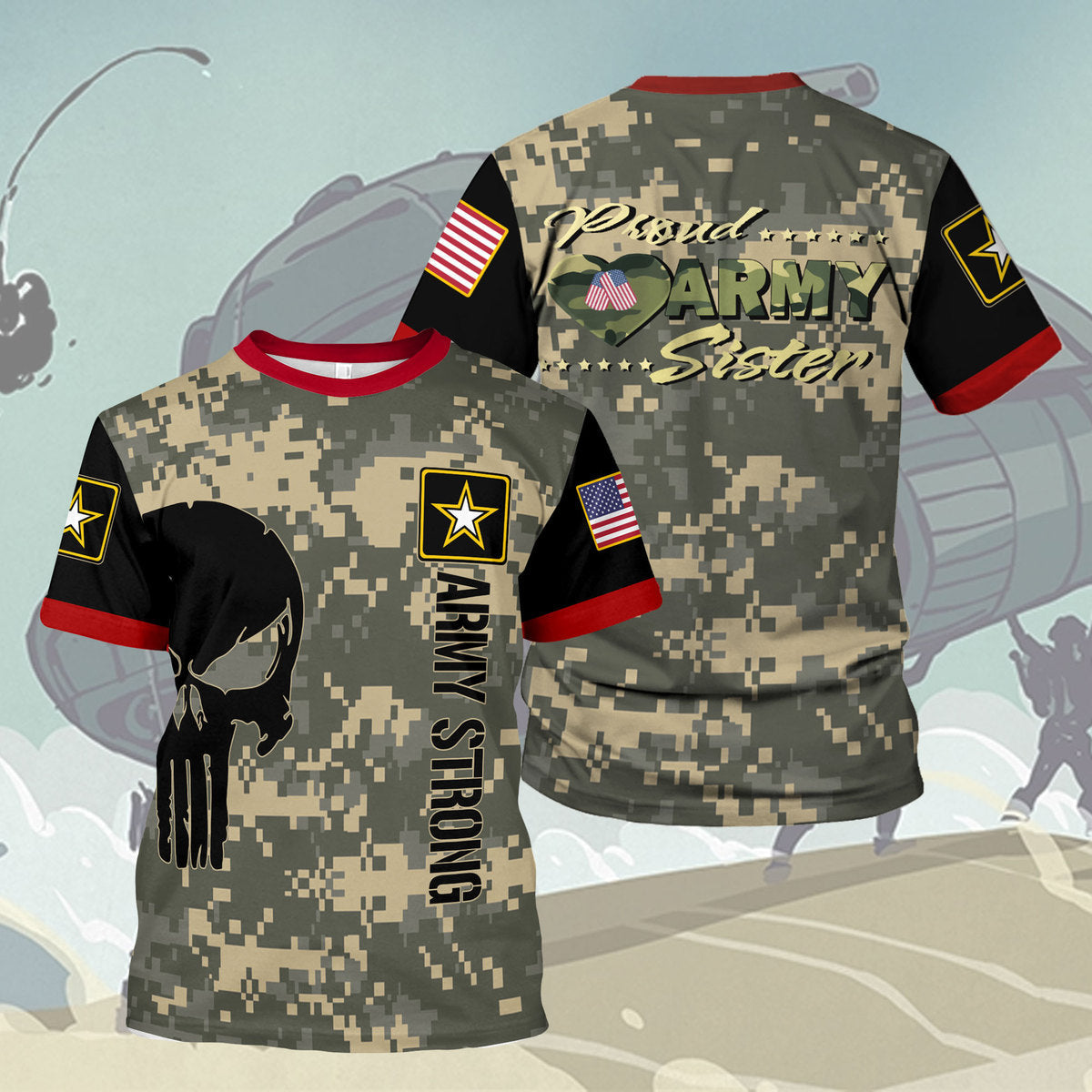 YMskins T-shirt US Army Proud Army Sister 3D Apparel