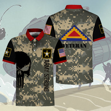 YMskins Polo Shirt US Army 7th Army Seventh Army Usareur Veteran White Army 3D Apparel