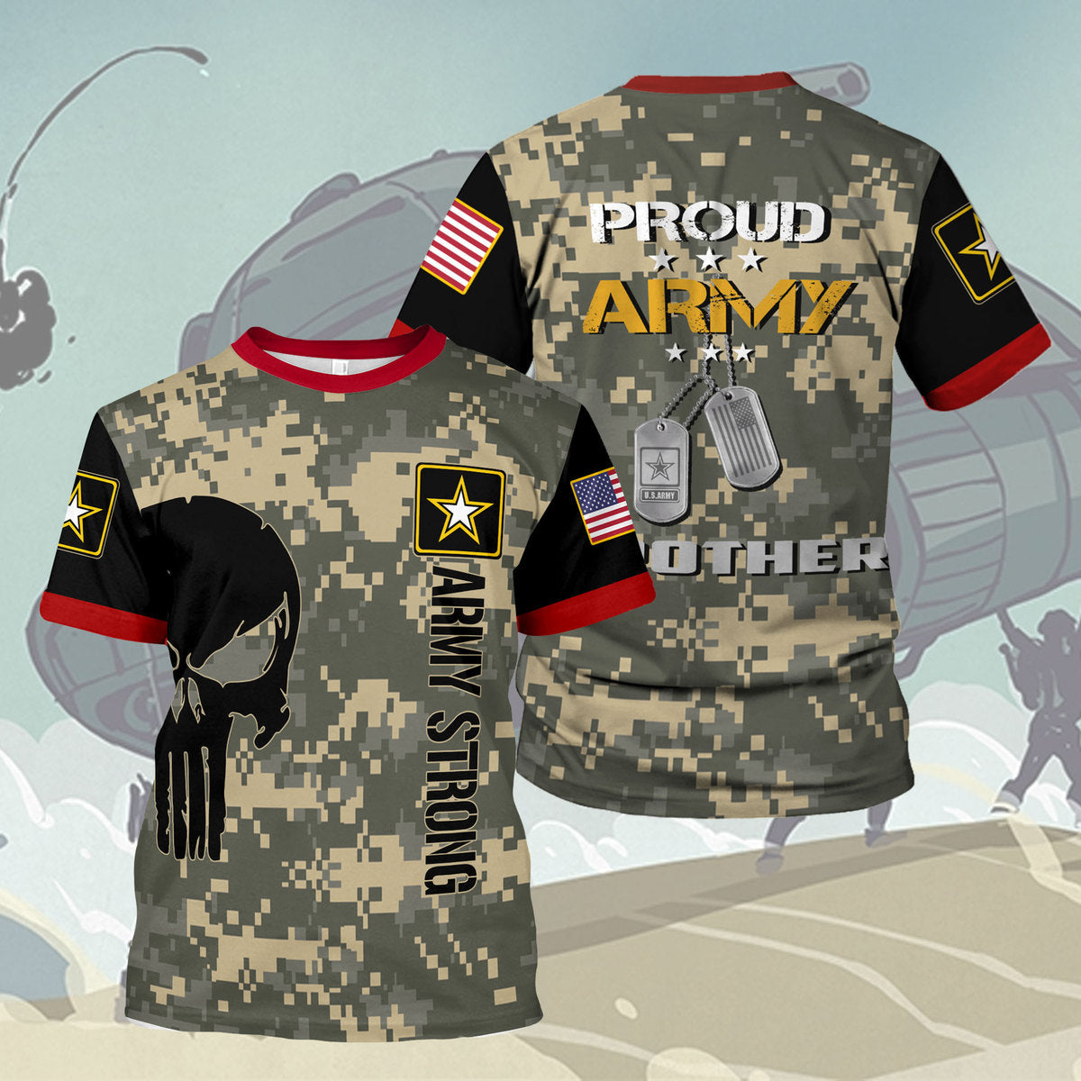 YMskins T-shirt US Army Proud Army Brother 3D Apparel