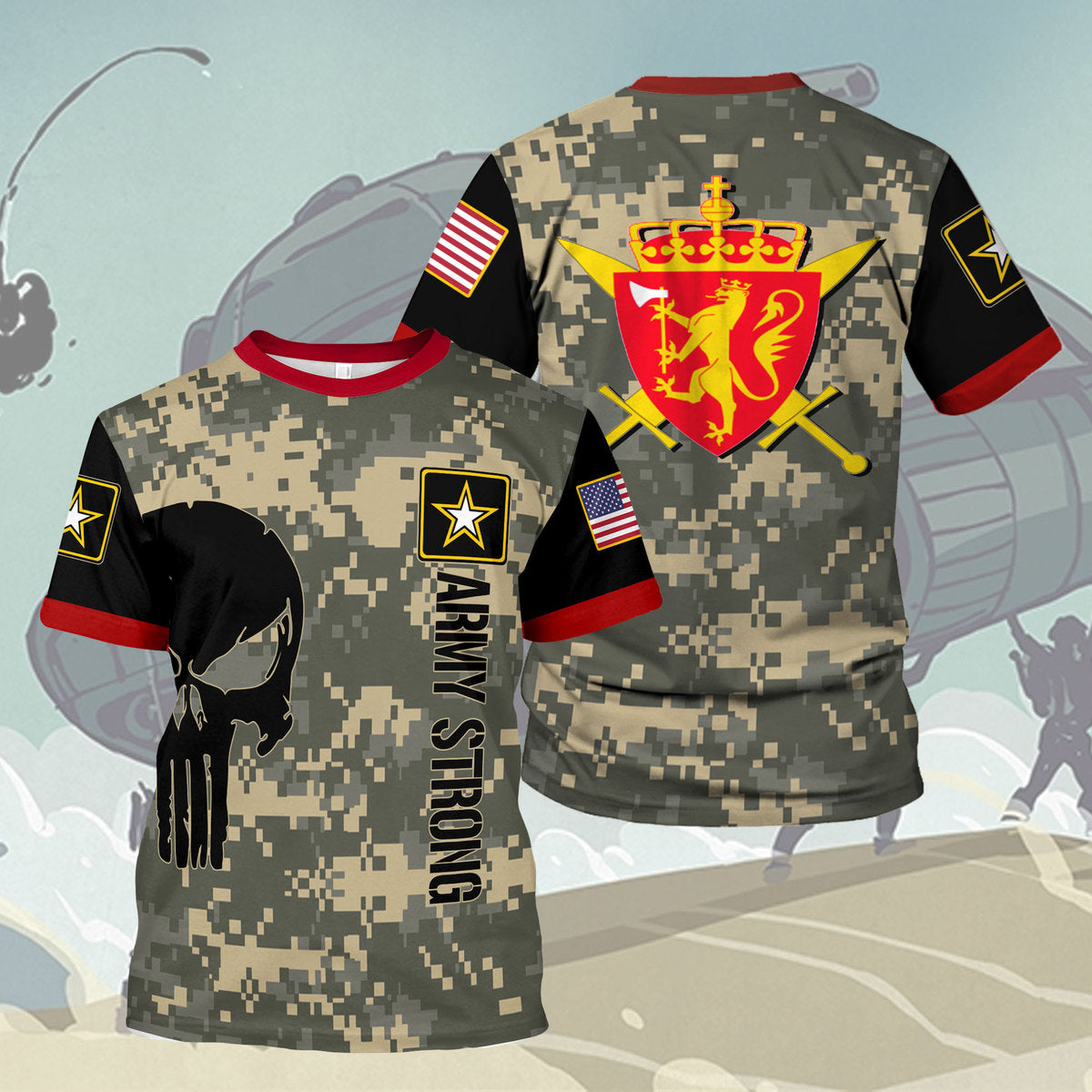 YMskins T-shirt US Army Lapel Pin Norwegian Army Special Forces Forsvarets 3D Apparel