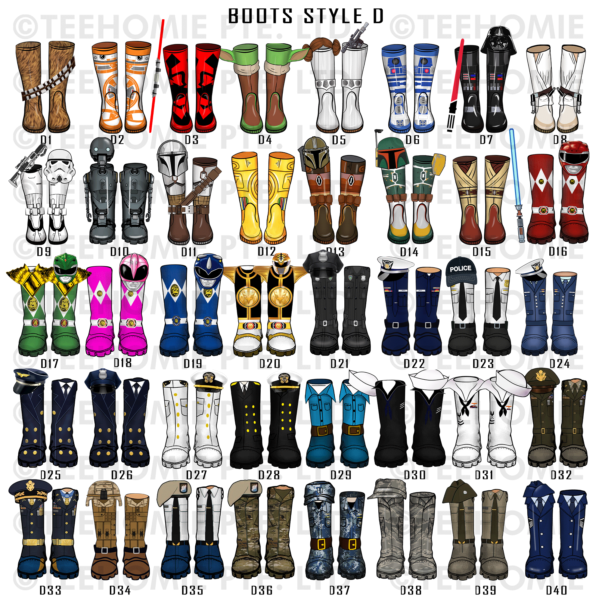 Customized Canvas Poster Wall Art The Power Ranger Boots Family